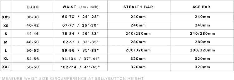 Mystic Majestic Harness 2022-23 - Kitesurf Harness Men - Size Chart